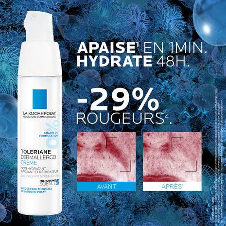 Bénéfices La Roche-Posay Toleriane Dermallergo Crème Nuit 40ml peau réparée apaisée peaux hypersensibles