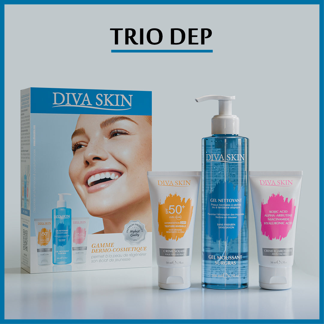 Diva Skin PACK Creme Anti Taches 50ml+ Gel Nettoyant 200ml + Ecran Invisible | Nova Para