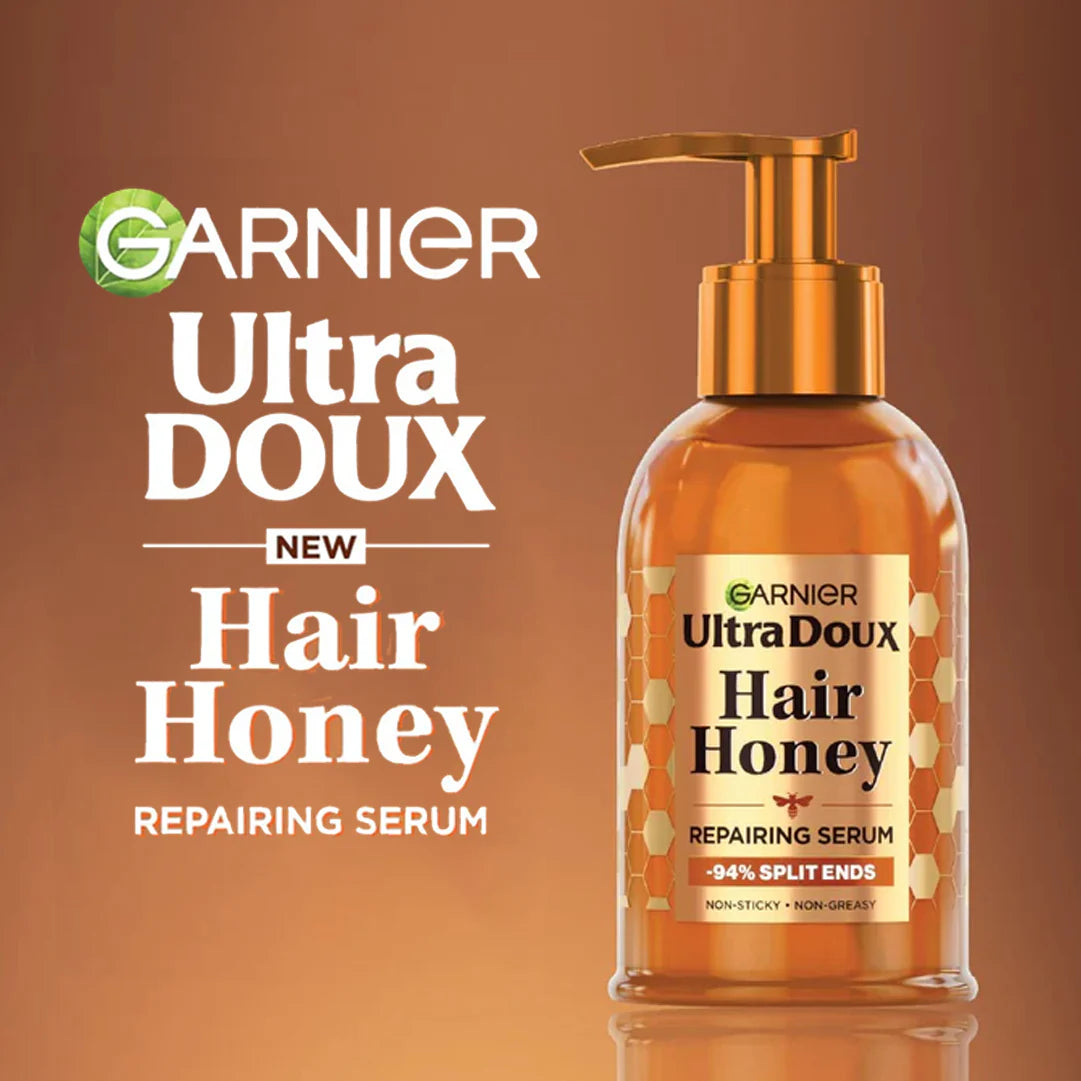 GARNIER Ultra Doux Sérum Cheveux Miel Réparateur 115ml Soin Capillaire Nutrition Intense Cheveux Secs Abîmés Brillance Naturelle Formule Enrichie