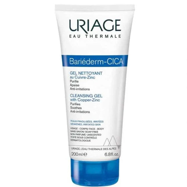 URIAGE Bariéderm Cica-Gel Nettoyant 200ml cuivre-zinc peaux irritées apaisant - novaparapharmacie

