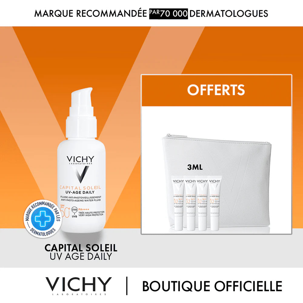 Vichy Capital Soleil UV-Age Daily SPF50+ 40ml Trousse Offre Protection Anti-Âge Solaire - novaparapharmacie