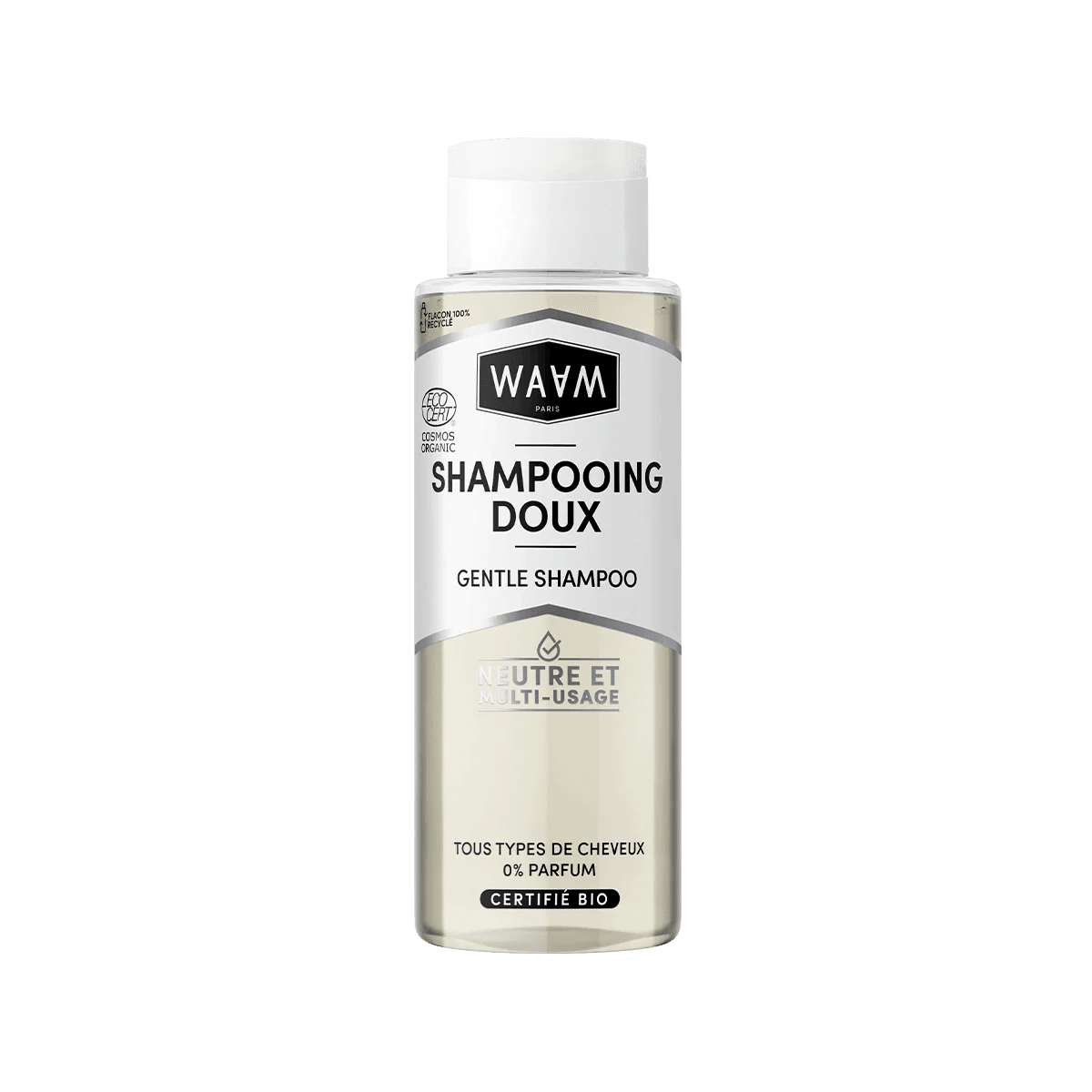 WAAM Shampooing Doux Certifiée BIO 400ml soin capillaire naturel cheveux délicats hypoallergénique sans sulfate - novaparapharmacie