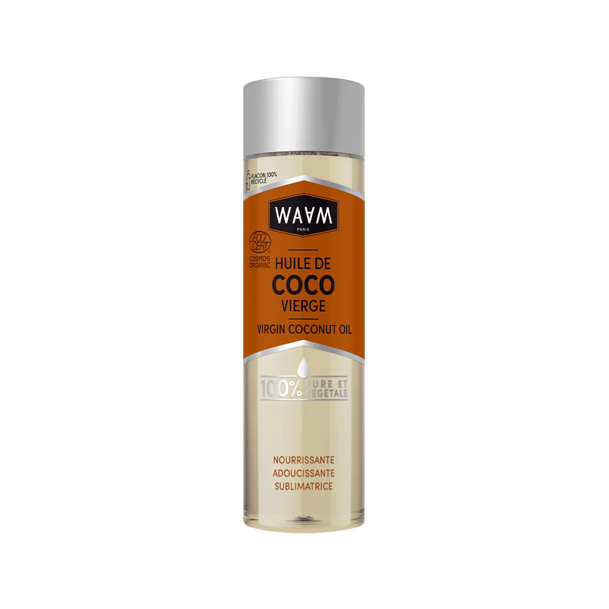 WAAM Huile de Coco Certifiée BIO 100ml huile végétale pure soin visage corps cheveux hydratant nourrissant - novaparapharmacie
