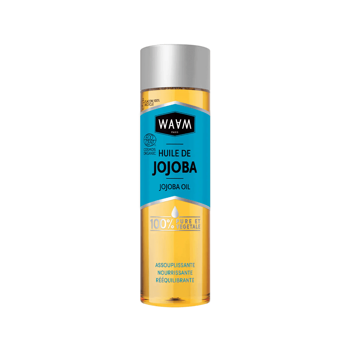 WAAM Huile de Jojoba Certifiée BIO 100ml huile végétale pure soin visage corps cheveux équilibrante régulatrice - novaparapharmacie