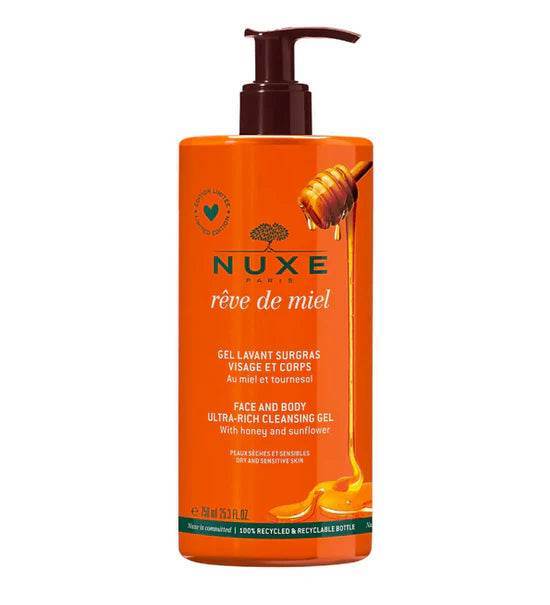 NUXE Rêve de Miel Gel Lavant Surgras Visage et Corps 750ml - Gel Nettoyant Doux Miel Tournesol - Nova Parapharmacie