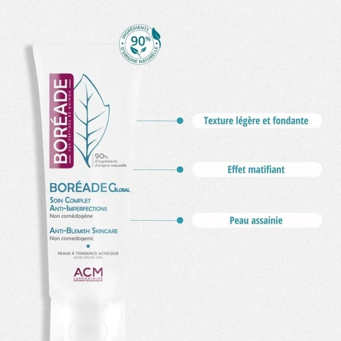 ACM Boréade Global bénéfices soin complet affinant pores resserrant peaux mixtes grasses matifiant texture affinée - novaparapharmacie