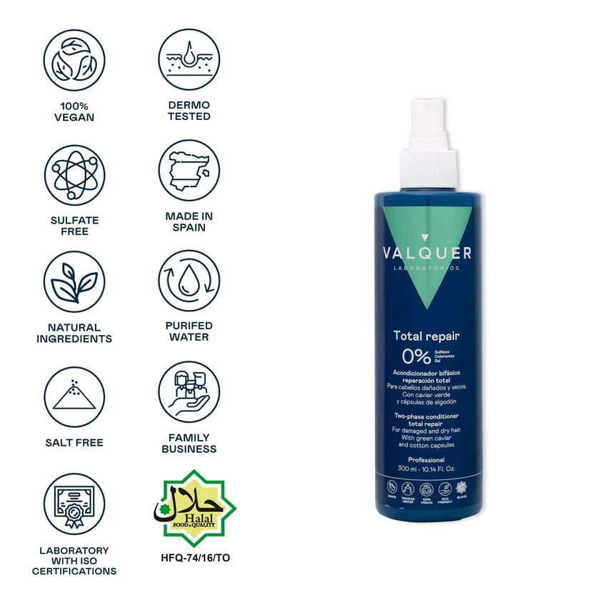 Formule Valquer Total Repair Après-Shampoing Biphasique actifs réparateurs huiles nourrissantes protection thermique - novaparapharmacie