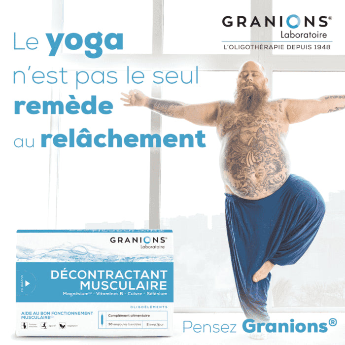 Mode emploi Granions Décontractant Musculaire 1 ampoule jour soir coucher cure 30 jours magnésium B6 - novaparapharmacie