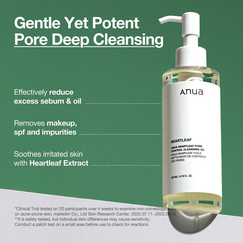 ANUA HeartleaF Pore Control Cleansing Oil 200ml Huile Nettoyante Démaquillante Pores