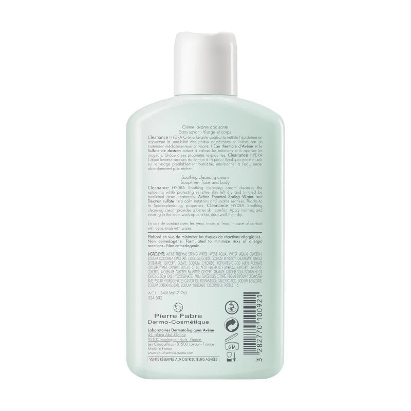 Avène Cleanance HYDRA Crème Lavante Apaisante 200ml -novaparaphrarmacie-maroc