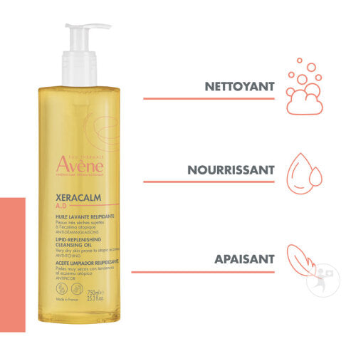 Bénéfices XeraCalm A.D Huile Lavante Nettoyage Doux Relipidation Apaisement Peaux Atopiques - novaparapharmacie