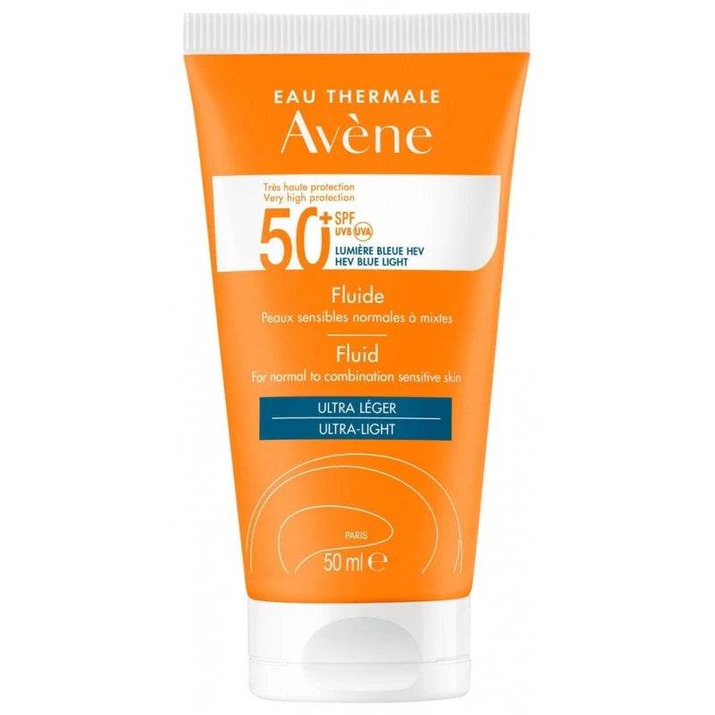 Avène Fluide SPF50+ 50ml Protection Solaire Très Haute Peaux Sensibles Normales Mixtes Légère - novaparapharmacie