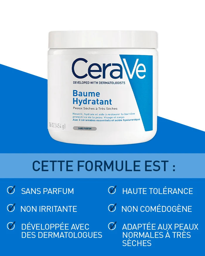Packaging CeraVe Baume Hydratant Pot Pompe Formats Multiples 3 Céramides Peaux Très Sèches - novaparapharmacie