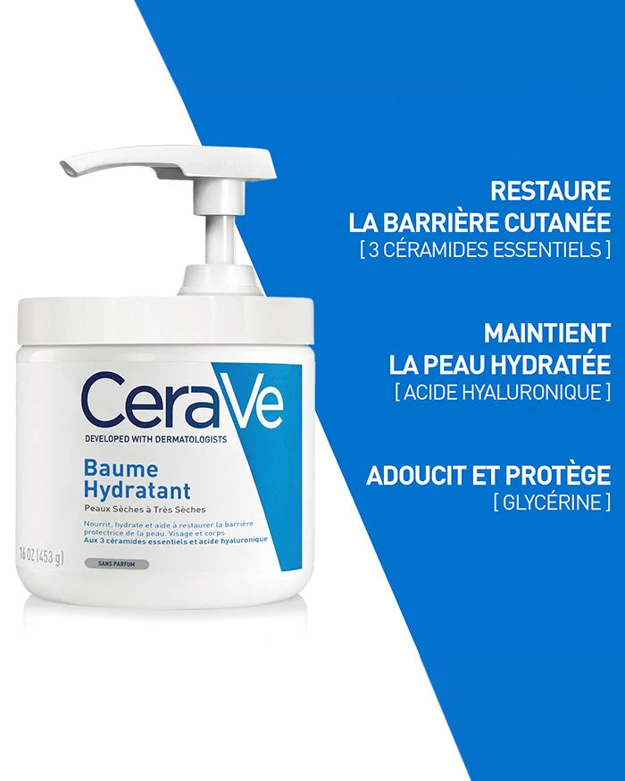  Packaging CeraVe Baume Hydratant Pot Pompe Formats Multiples 3 Céramides Peaux Très Sèches - novaparapharmacie