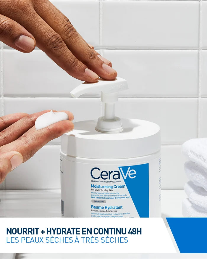 Texture CeraVe Baume Hydratant Riche Onctueuse Absorption Rapide Non Grasse Peaux Très Sèches - novaparapharmacie