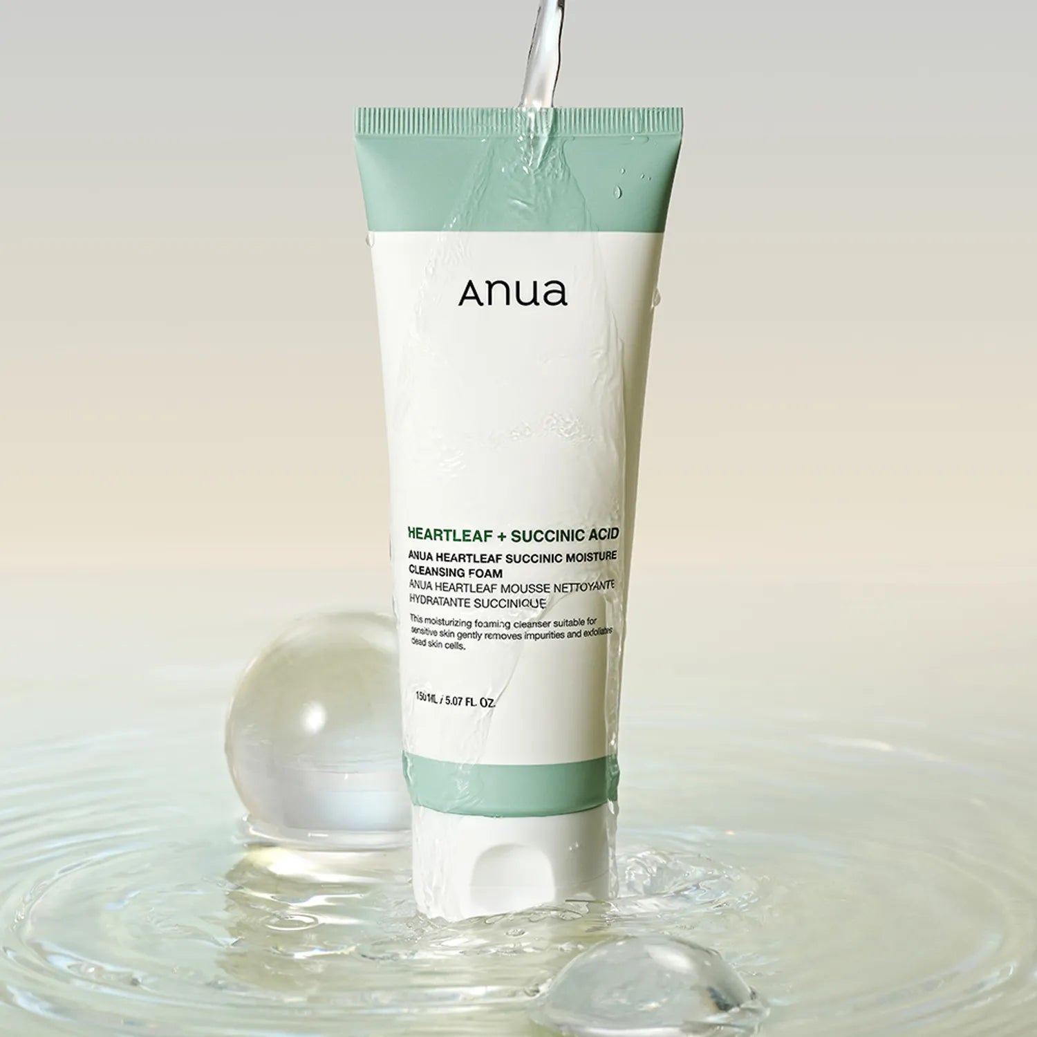 Mousse ANUA HeartleaF Succinic Moisture Cleansing Foam 150ml nettoyante heartleaf apaisant acide succinique mousse onctueuse - novaparapharmacie
