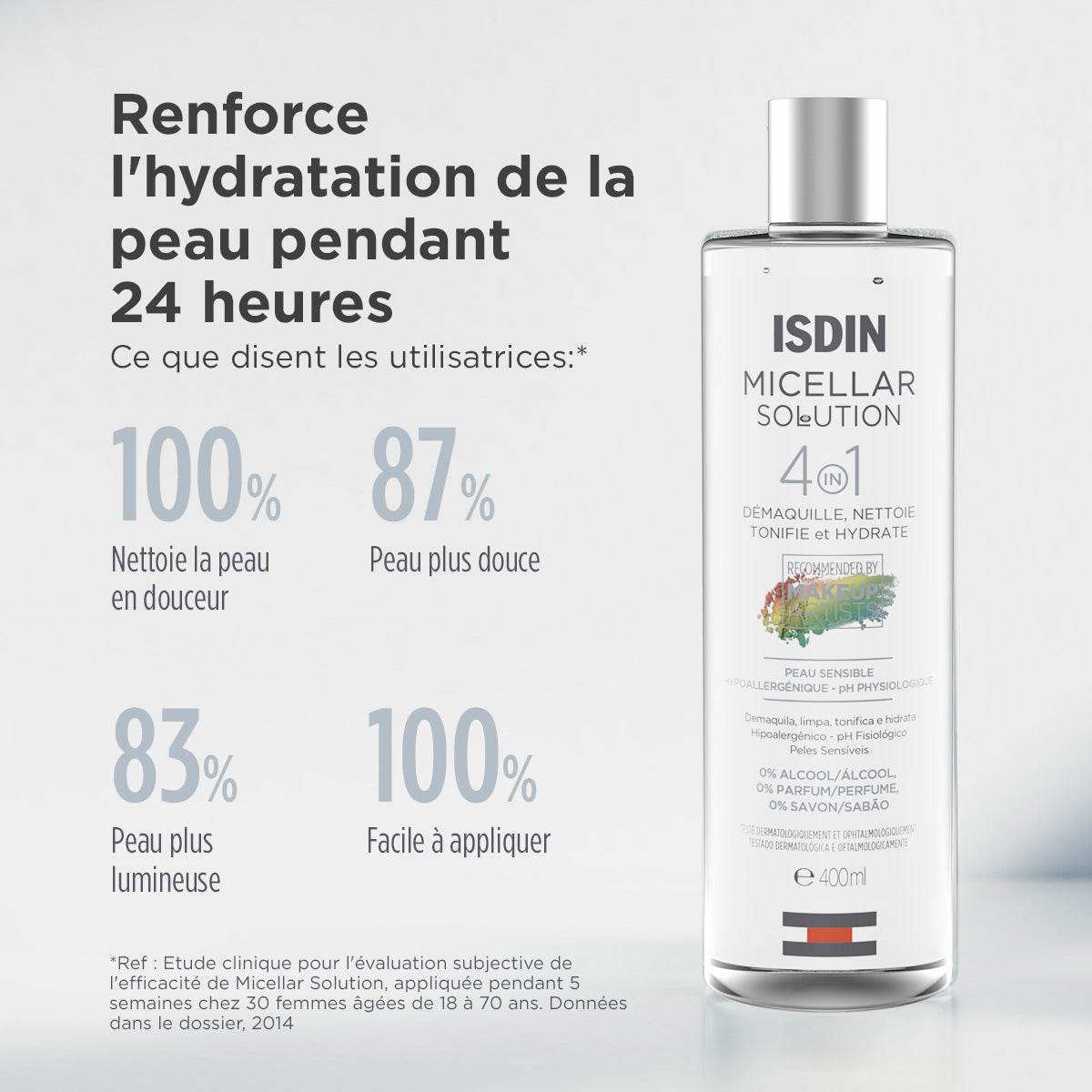 ISDIN Solution Micellaire 400ml - Nettoyant Visage Hydratant Tous Types de Peau - Nova Parapharmacie