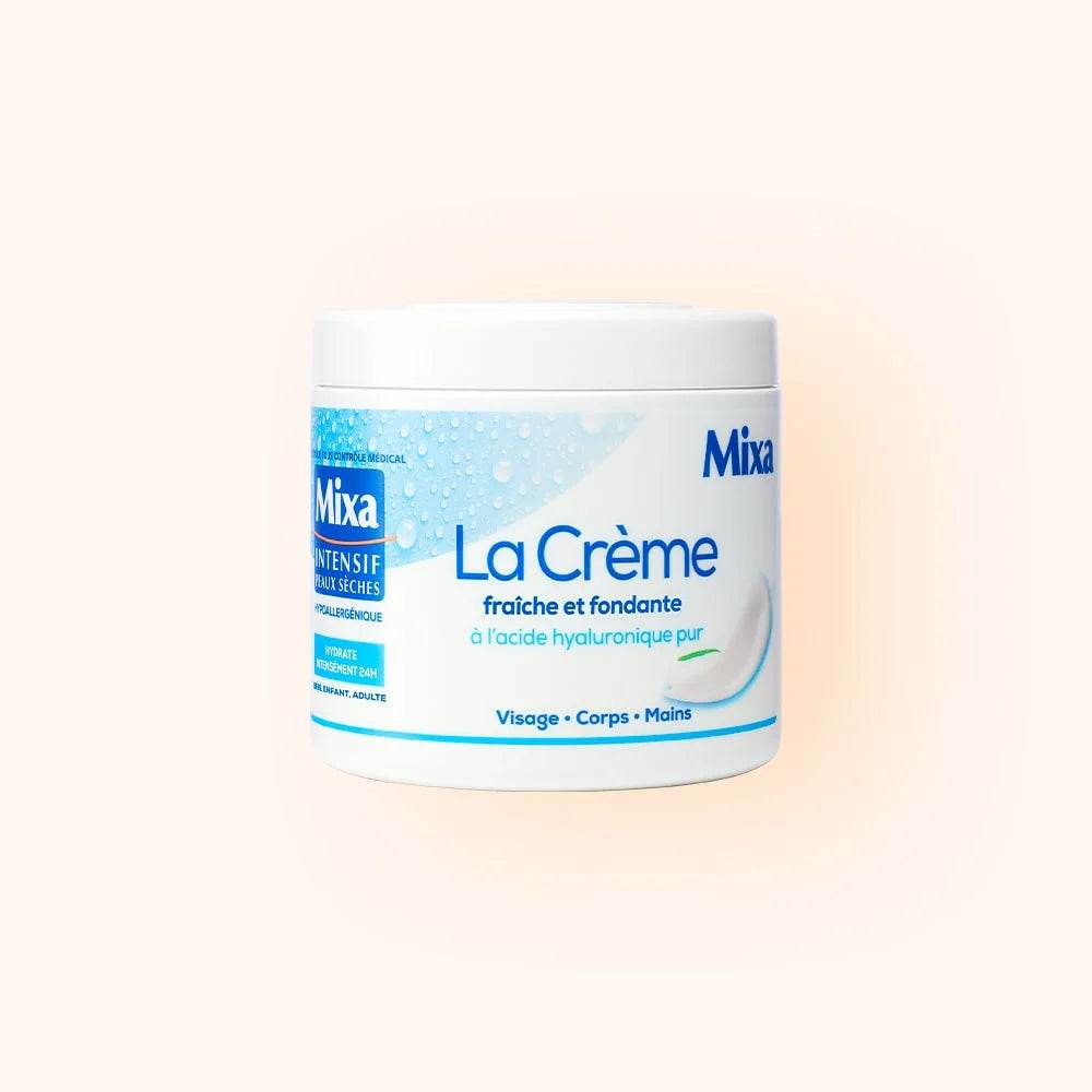 MIXA Crème Fraîche et Fondante Acide Hyaluronique Pur 400ml Crème Hydratante Corps Peaux Sèches Sensibles Hydratation 24h - Nova Parapharmacie