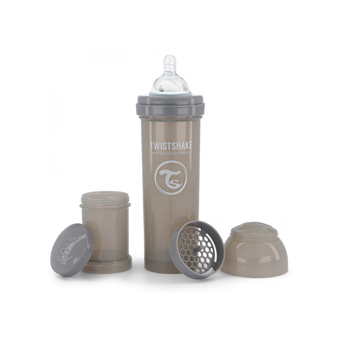 Biberon Twistshake Anti-Coliques 330ml 4m+ Gris Bébé - Nova Para