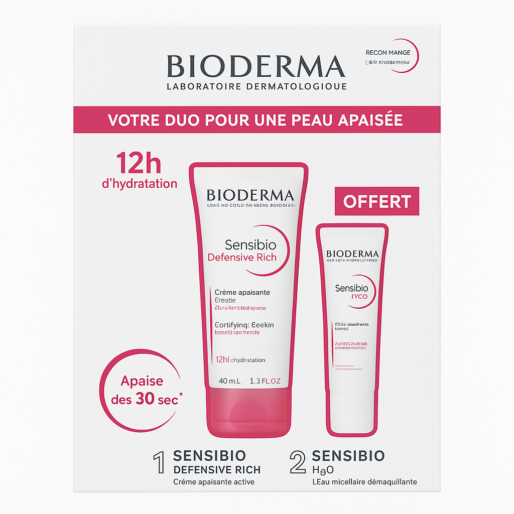 BIODERMA Sensibio Rich 40ml Gel Contour Yeux 15ml Pack Peaux Sensibles Apaisement Hydratation Toléridine Nova Parapharmacie Maroc Prix