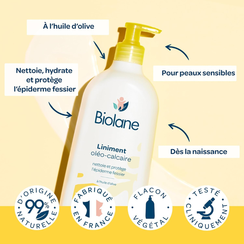 BIOLANE Liniment Oléo-Calcaire 700ml liniment change bébé huile olive eau chaux film protecteur formule naturelle familial - novaparapharmacie