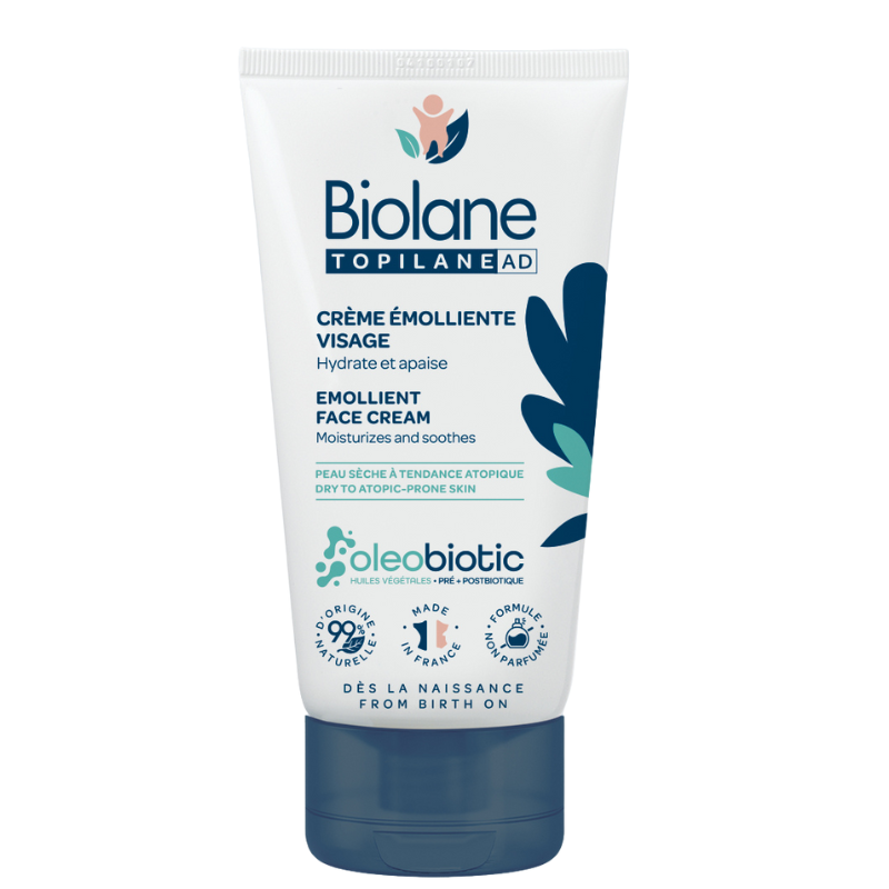 BIOLANE Crème Émolliente Visage 50ml crème hydratante visage bébé hydratation intense émolliente spécial visage peau sèche nutrition - novaparapharmacie