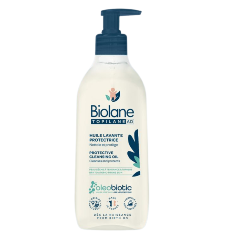 BIOLANE TOPILANE AD Huile Lavante Protectrice 350ml huile nettoyante peau atopique spécial atopique nettoyage doux protection texture huile - novaparapharmacie