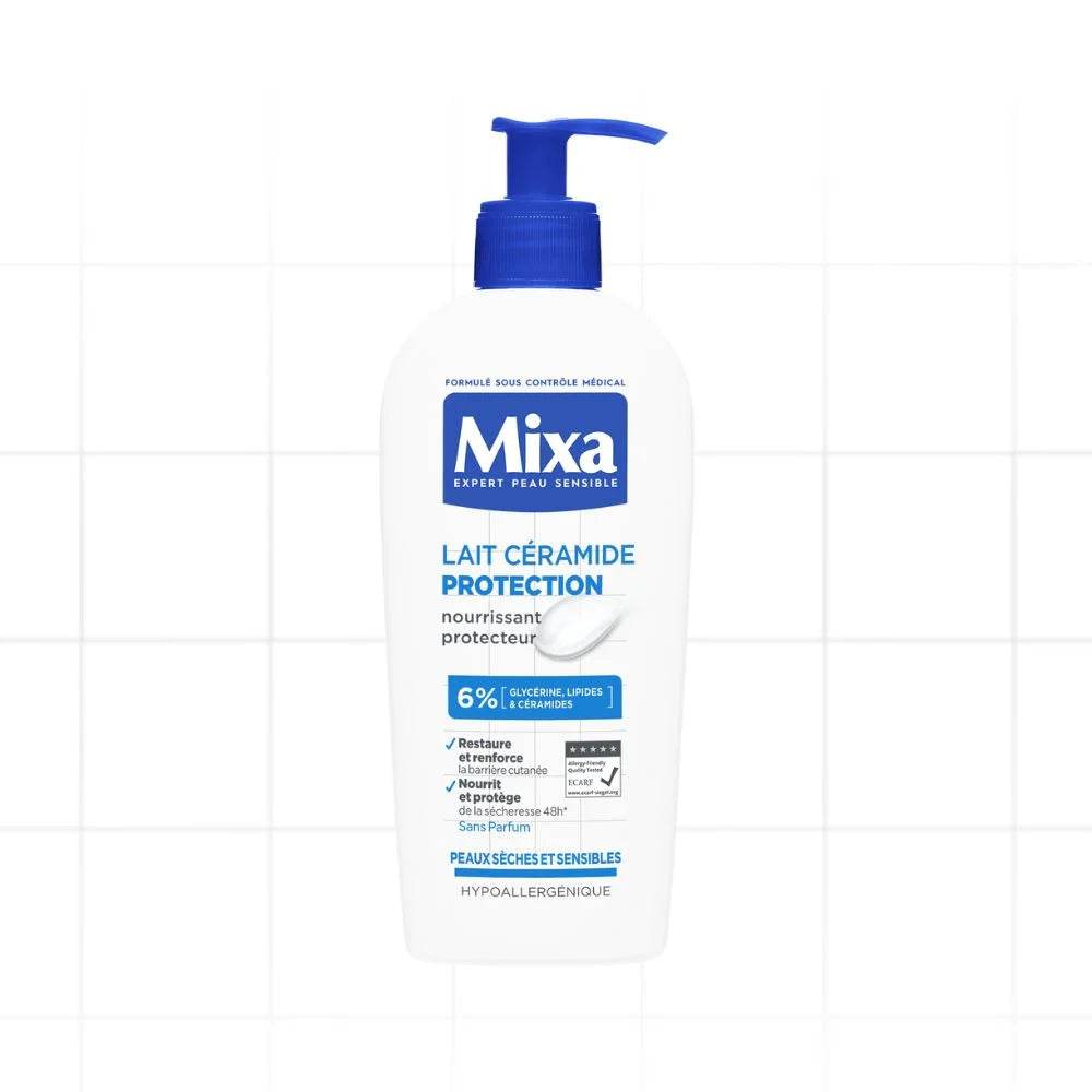 MIXA Lait Céramide Protection 250ml Lait Hydratant Corps Peaux Sensibles Sèches Céramides Glycérine Réparation Barrière - Nova Parapharmacie