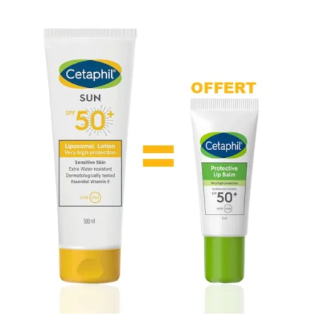 CETAPHIL SUN LOTION SPF50+ 100ML ACHETE + CETAPHIL BAUME À LÈVRES PROTECTEUR SPF50+ 8 ML OFFERT | Nova Para