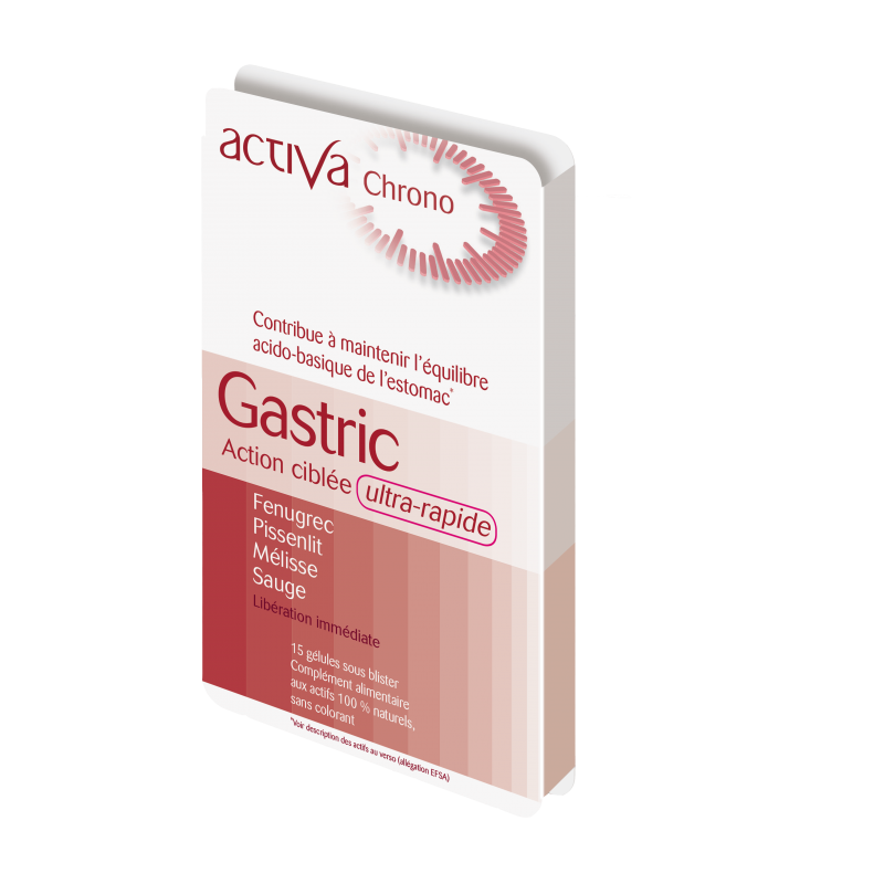 ACTIVA Chrono Gastric 15 Gélules complément alimentaire confort digestif ballonnements apaise estomac - novaparapharmacie