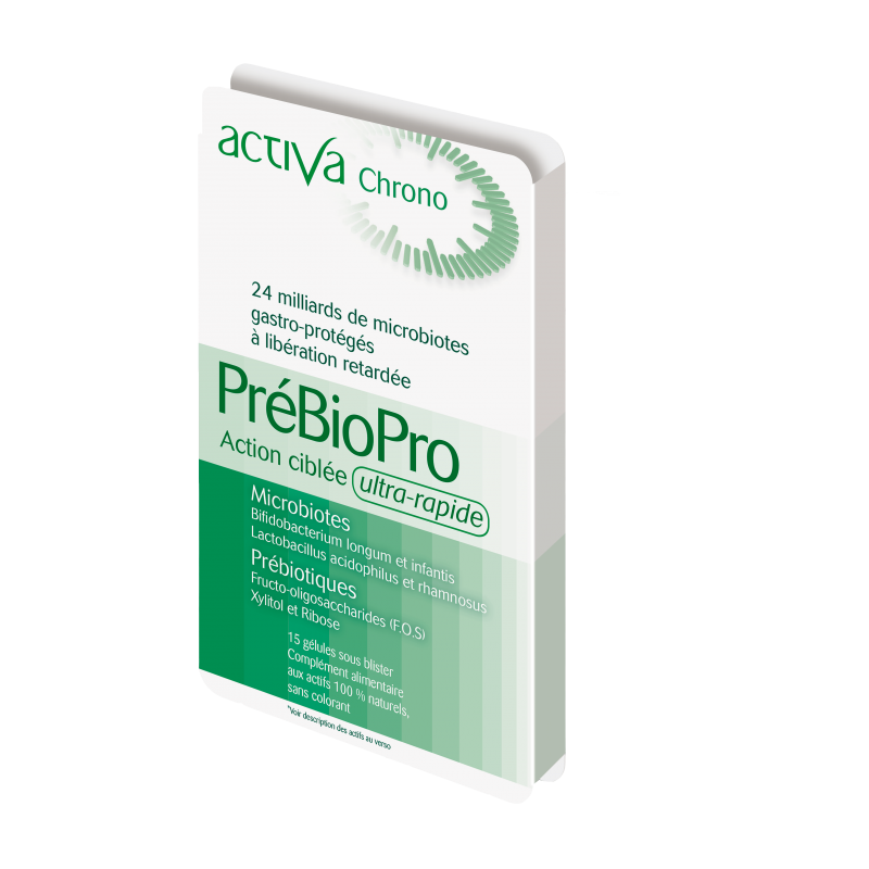 ACTIVA CHRONO PréBioPro 15 Gélules complément alimentaire probiotiques prébiotiques probiotiques prébiotiques immunité formule chrono synbiotique - novaparapharmacie