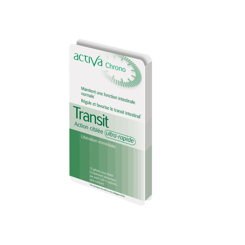 ACTIVA CHRONO Transit 15 Gélules complément alimentaire transit intestinal régule transit anti-constipation confort digestif formule chrono - novaparapharmacie