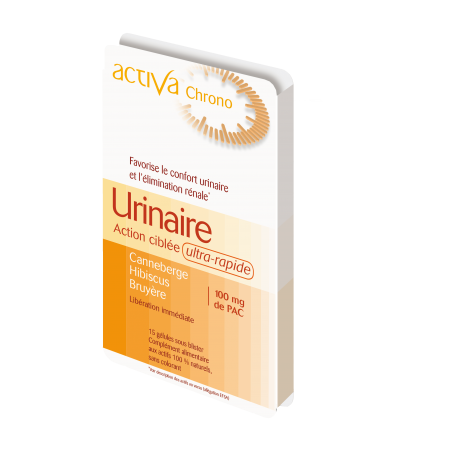 ACTIVA CHRONO Urinaire 15 Gélules complément alimentaire confort urinaire confort urinaire prévention formule chrono cure courte infections urinaires - novaparapharmacie
