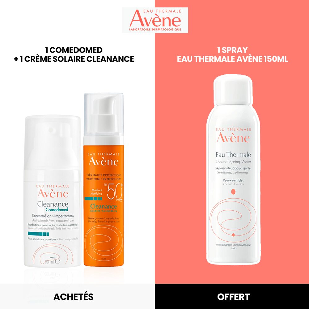AVÈNE Cleanance Comedomed + Cleanance Spf50 = Eau Thermal 150ml Offert