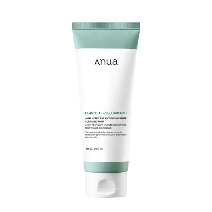 ANUA HeartleaF Succinic Moisture Cleansing Foam 150ml mousse nettoyante heartleaf apaisant acide succinique mousse onctueuse hydratante - novaparapharmacie