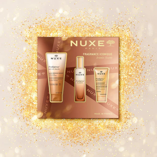 Coffret NUXE Prodigieuse huile douche parfum lait parfumé cadeau Noël présentation luxueuse - novaparapharmacie
