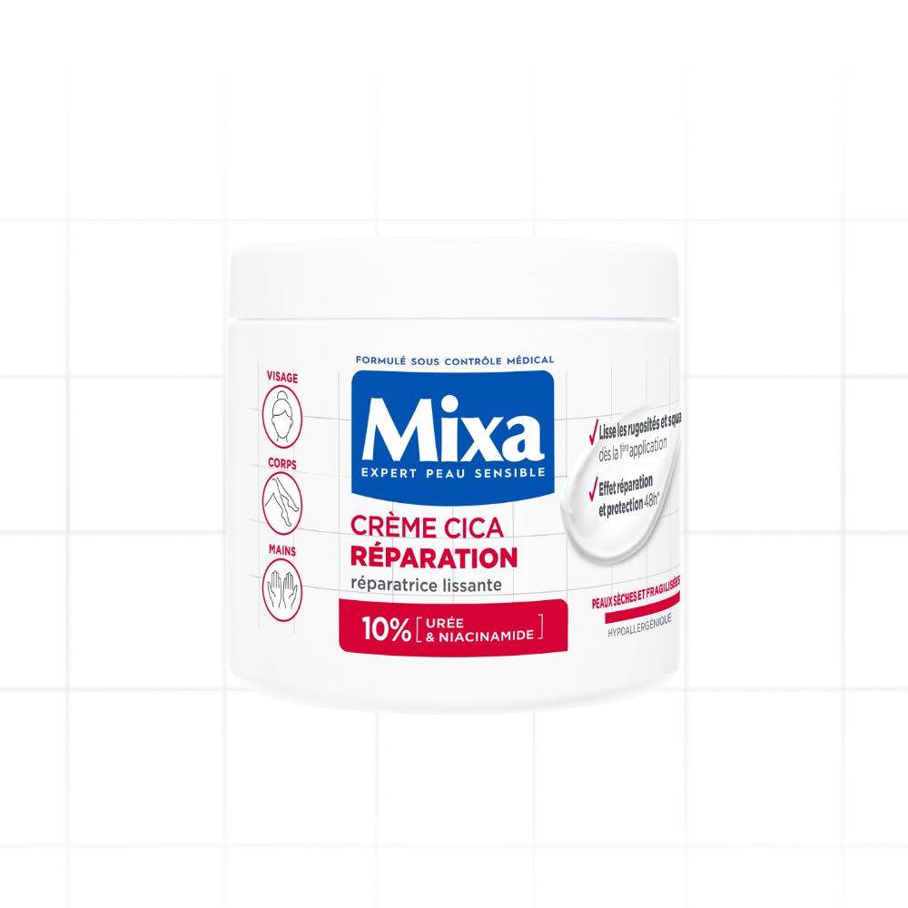 MIXA Crème Cica Réparation 400ml Soin Réparateur Corps Peau Abîmée Irritée Centella Asiatica Apaisement Cicatrisation - Nova Parapharmacie