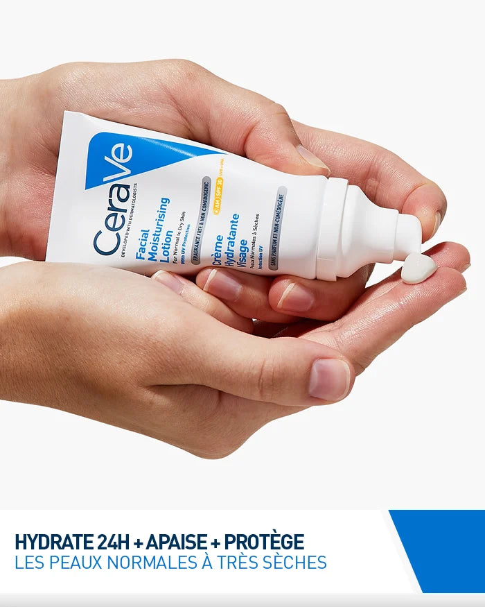 Texture CeraVe Crème Hydratante SPF30 Application Légère Non Grasse Protection Solaire Hydratation - novaparapharmacie