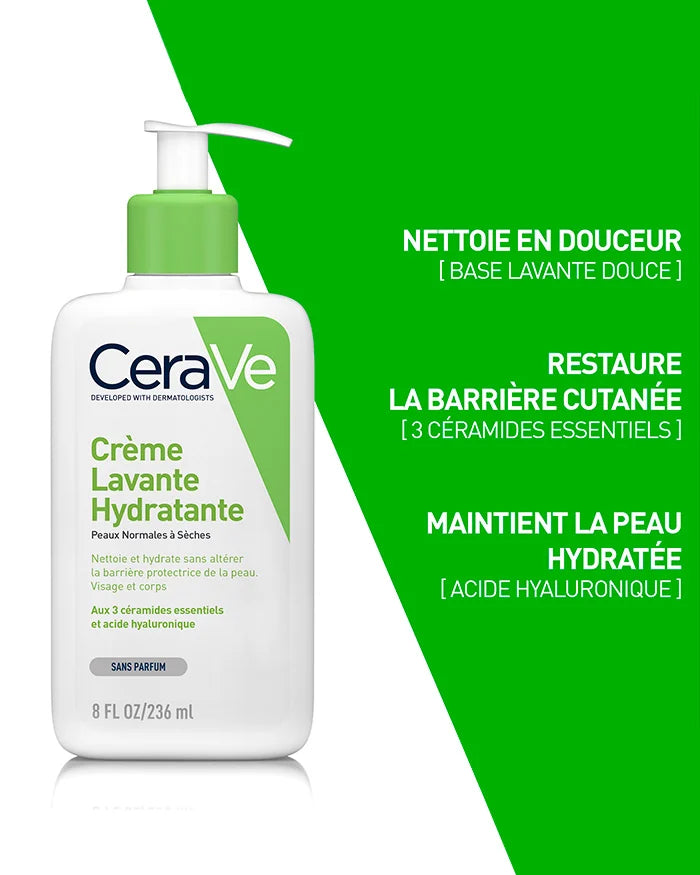 Bénéfices CeraVe Crème Lavante Nettoyage Hydratation Protection Barrière 3 Céramides Essentiels - novaparapharmacie