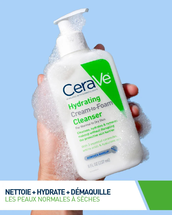 CeraVe Mousse Nettoyante Hydratante 236ml - Nettoyage Doux & Démaquillage Efficace