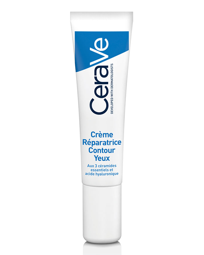 CeraVe Crème Réparatrice Contour des Yeux 14ml tube blanc vert réparation anti-âge regard céramides cernes poches rides - novaparapharmacie