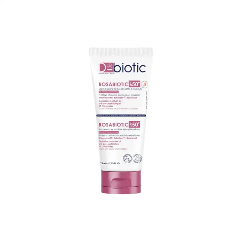 D-BIOTIC Rosabiotic Écran SPF50+ 75ml crème solaire peaux sensibles rougeurs probiotiques anti-rougeurs - novaparapharmacie