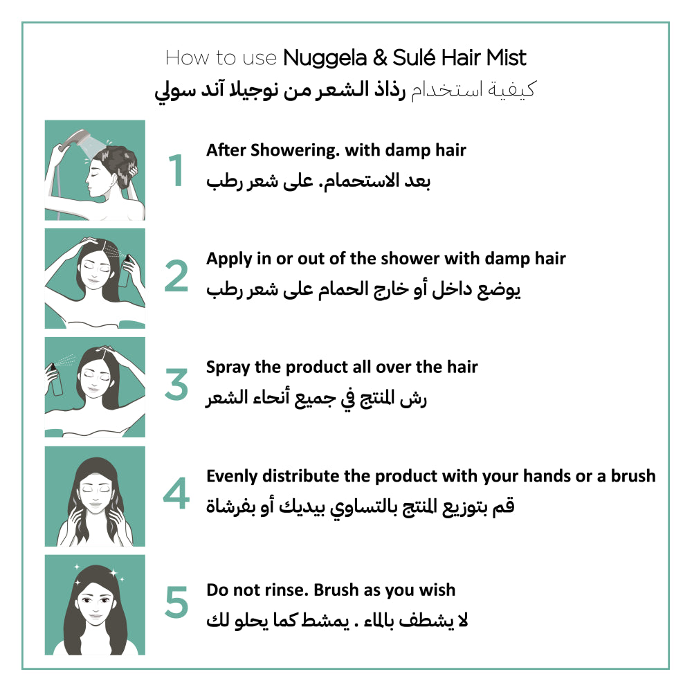 Nuggela Sule application mode emploi brume capillaire hydratante brillance parfum cheveux fraîcheur - novaparapharmaci