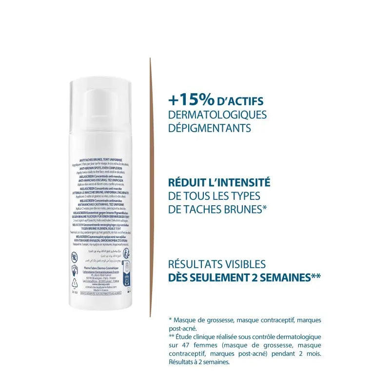 Résultats Melascreen Concentré Taches Réduites Teint Unifié Éclat Dépigmentant Intensif - novaparapharmacie