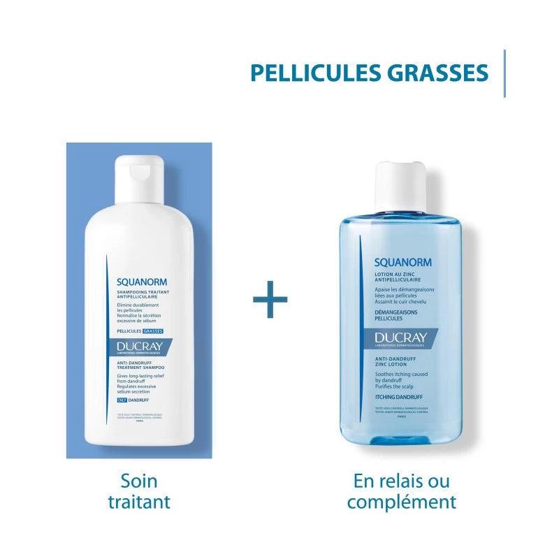 Ducray SQUANORM Shampooing Traitant Antipelliculaire - Pellicules grasses 200ml