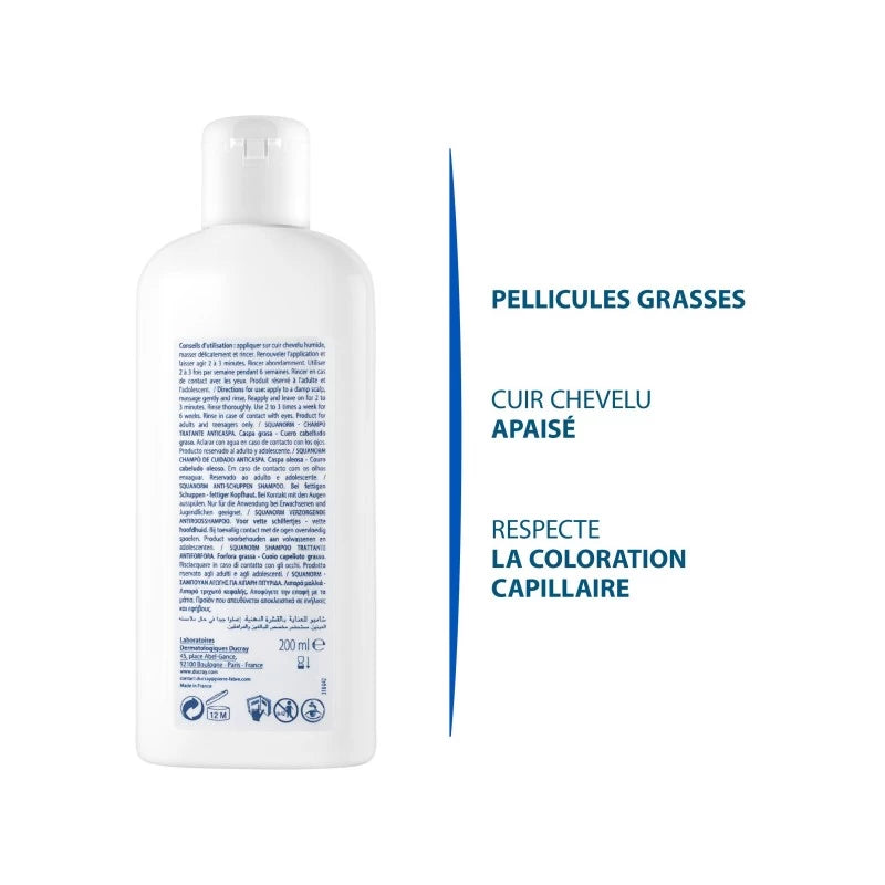 Ducray SQUANORM Shampooing Traitant Antipelliculaire - Pellicules grasses 200ml