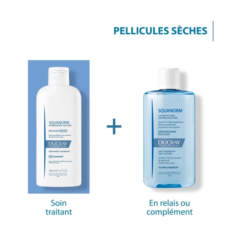 Ducray SQUANORM Shampooing Traitant Antipelliculaire - Pellicules Sèches 200ml