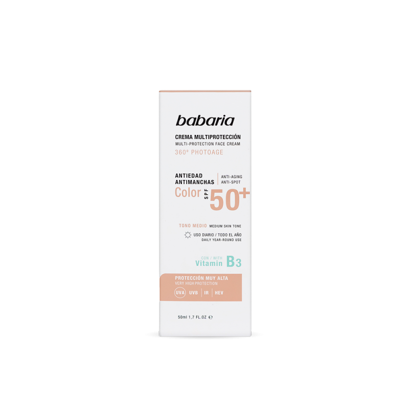 BABARIA Écran Solaire Teinté Peau Nature SPF50 50ml protection solaire très haute effet bonne mine teinte universelle - novaparapharmacie