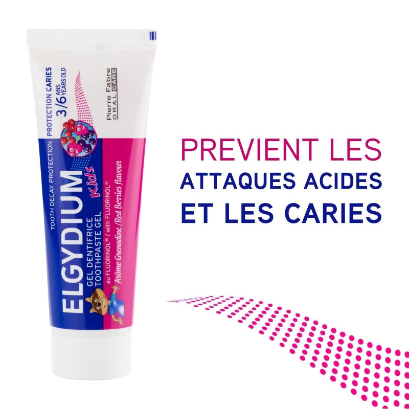 ELGYDIUM Kids Grenadine 3/6 ans dentifrice enfant 50ml