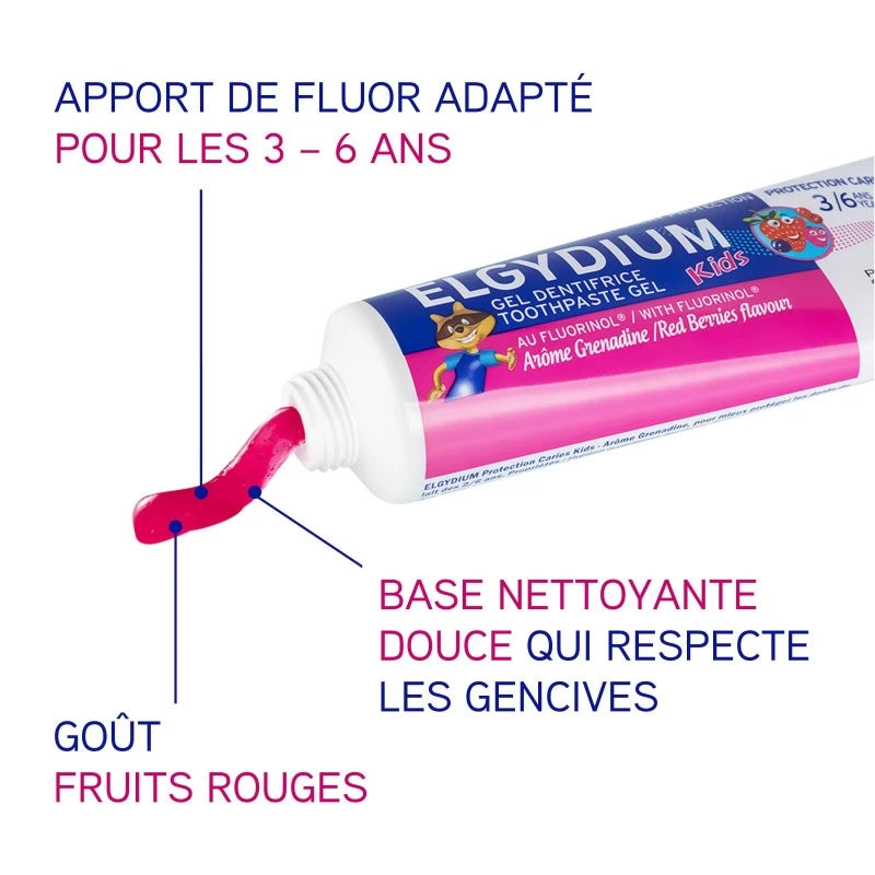 ELGYDIUM Kids Grenadine 3/6 ans dentifrice enfant 50ml